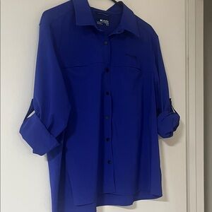 Columbia Royal Blue Long Sleeve Shirt front invisible pockets